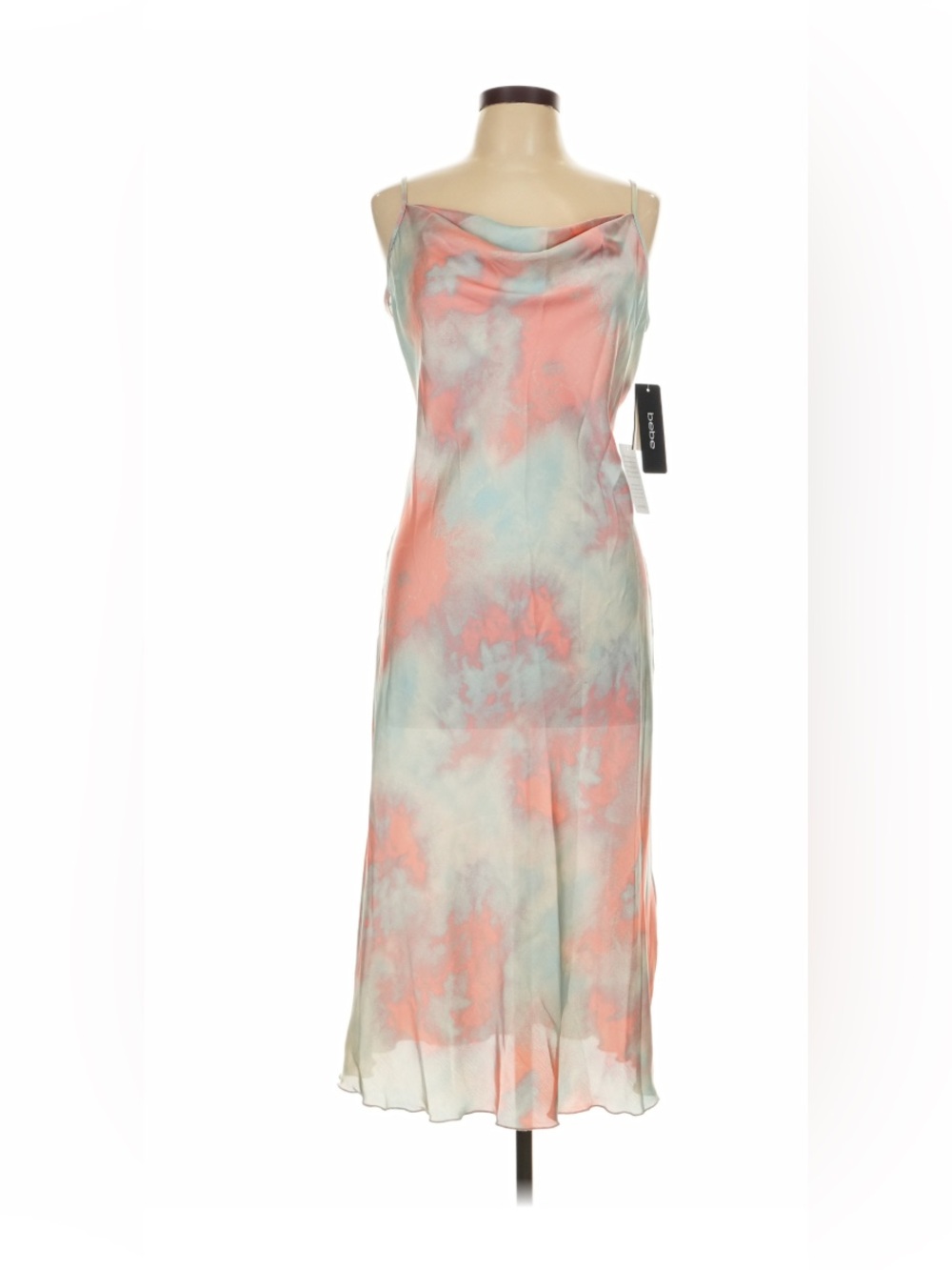 bebe Coral and Mint Tie-Dye Slip Maxi Dress